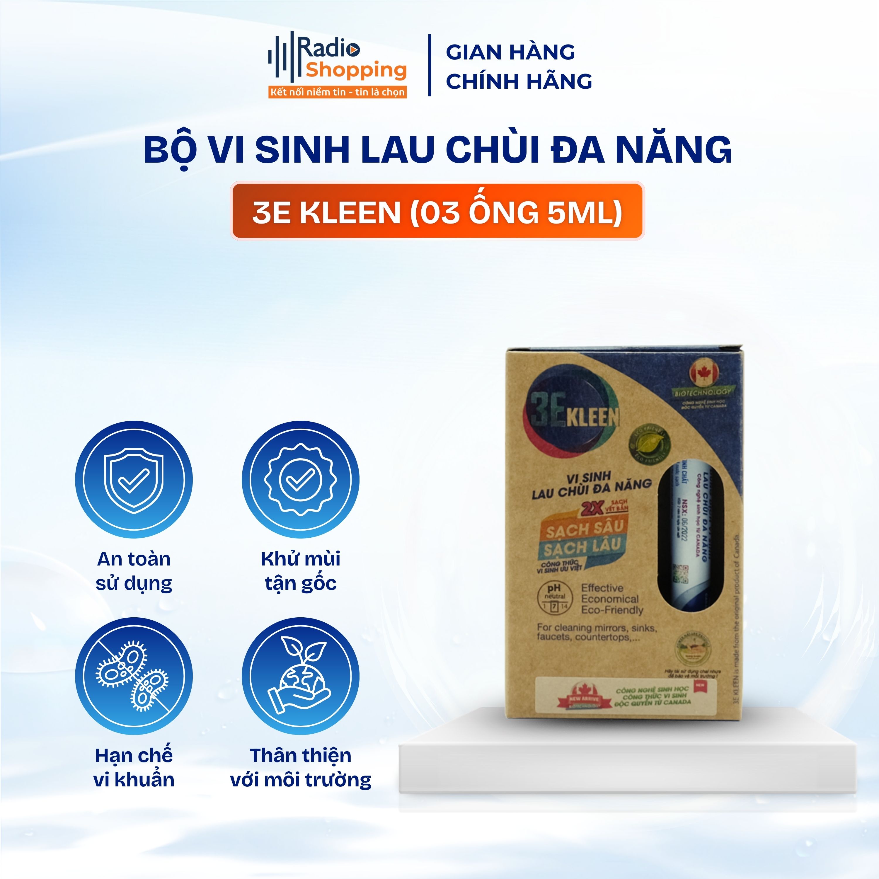 Chai xịt đa năng 3E KLEEN làm sạch các vết bẩn [Hộp 3 ống 5ml]